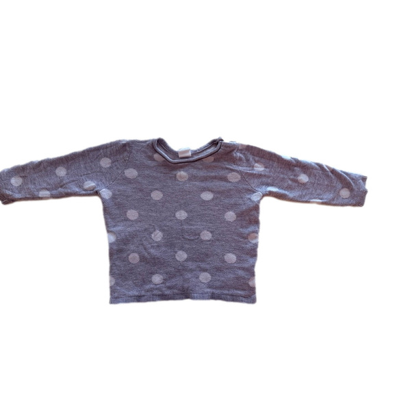 H&M Other - Baby girl H&M Sweater 6-9M Gray with White polka Dots